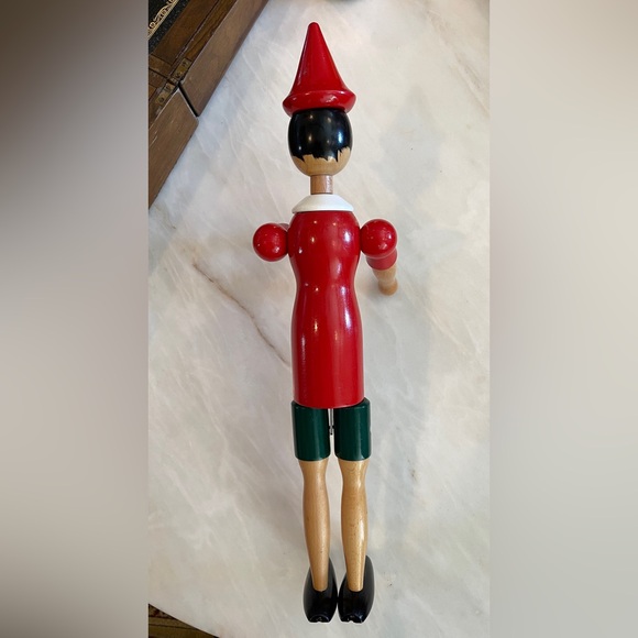 Garanzia Di Qualita Vtg Pinocchio Wooden Doll Made in Italy - 20"H Hand Painted - Picture 3 of 12
